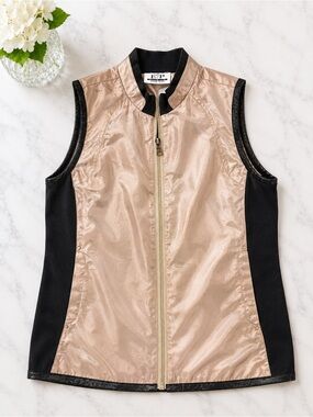 EP Pro Tour Tech Metallic Gold Black Zip Golf Vest Size S/P